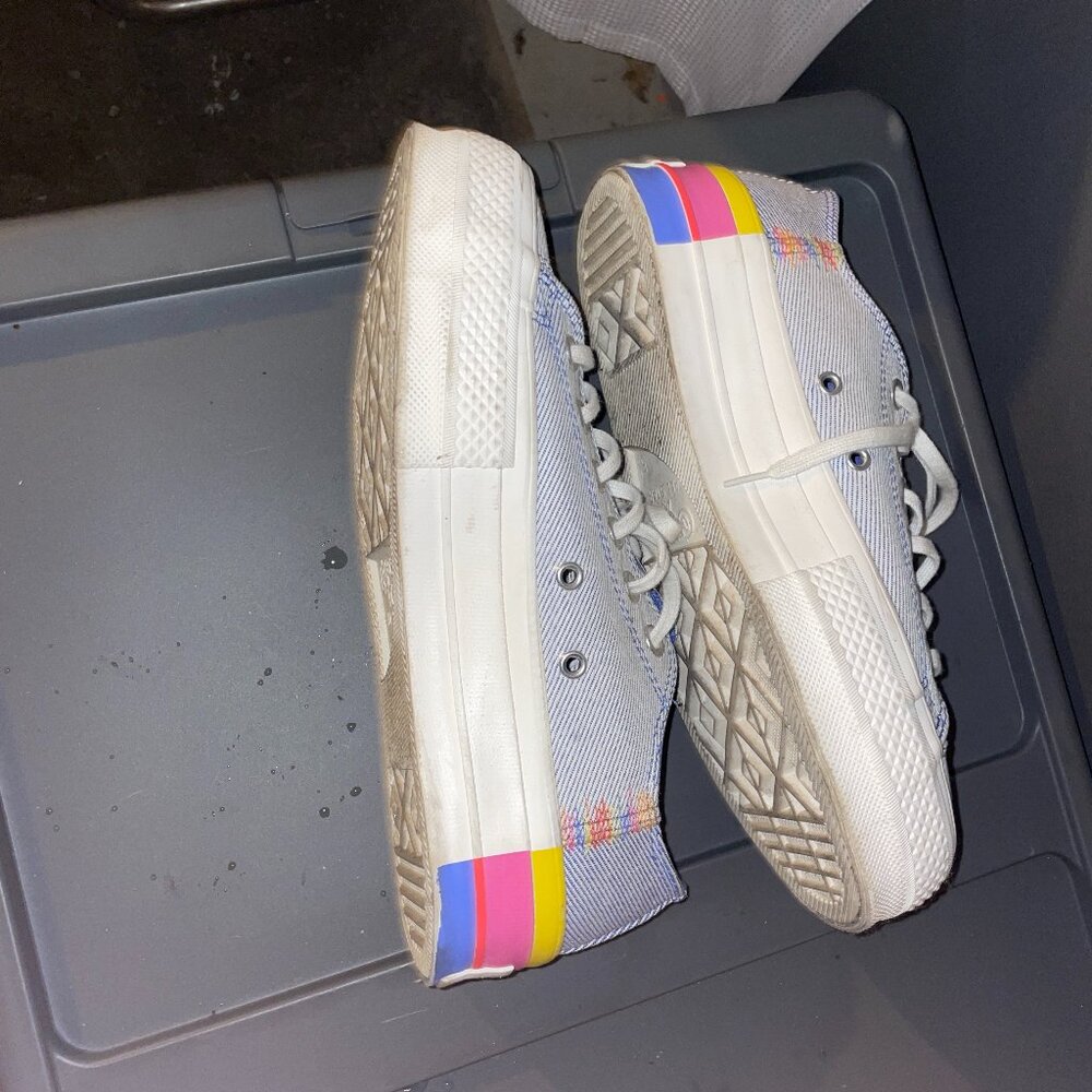 Rare, Discontinued Converse Women's All-Star Platform 'Blue Rainbow" Platform